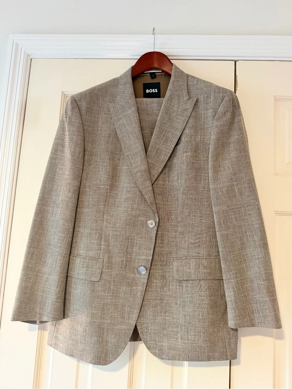 Hugo Boss Gray Glen Plaid Wool Blend Suit 36R 35x38.5 Tailored